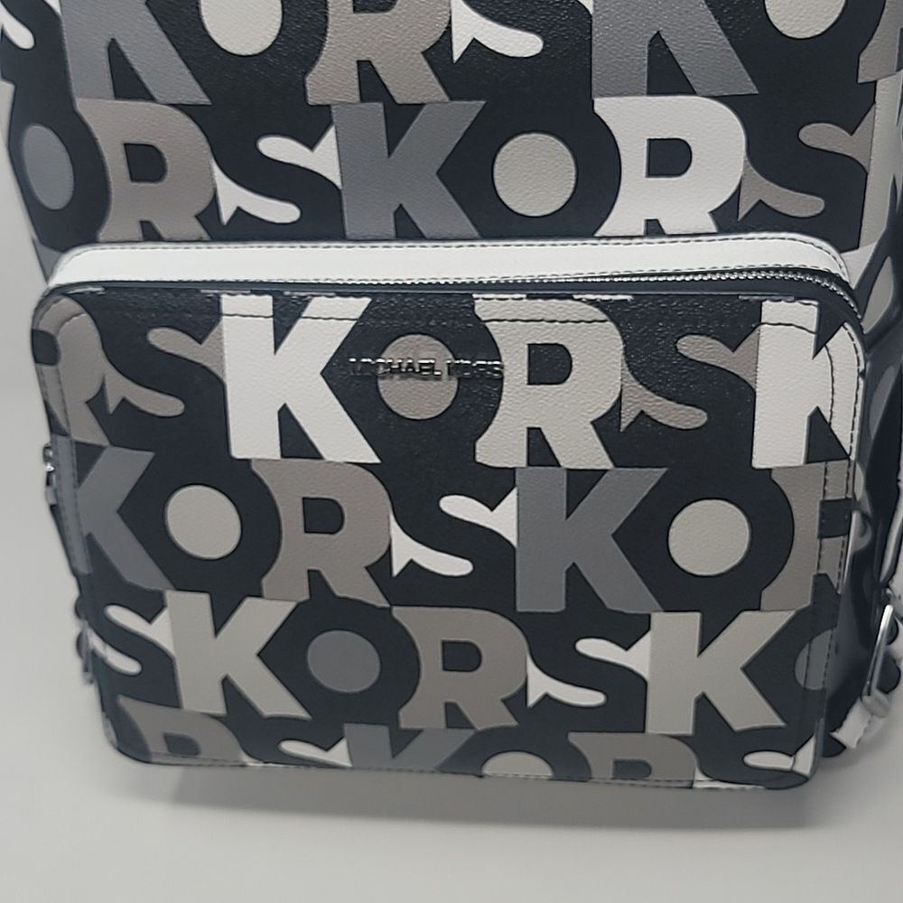 New! Michael Kors Cooper MK Signature Black Multi Commuter Backpack - Picture 2 of 9